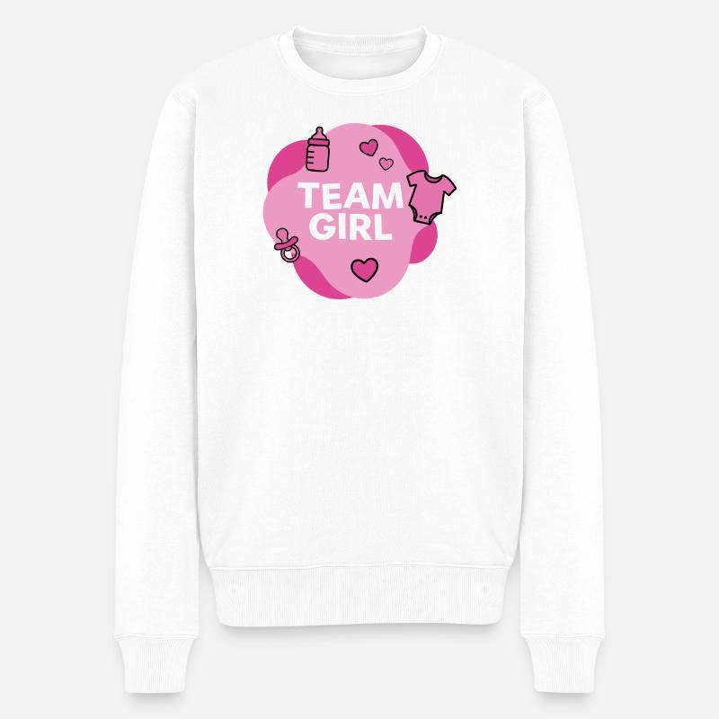 Team Girl Baby Shower Design - Männer Premium Bio Pullover - Weiß