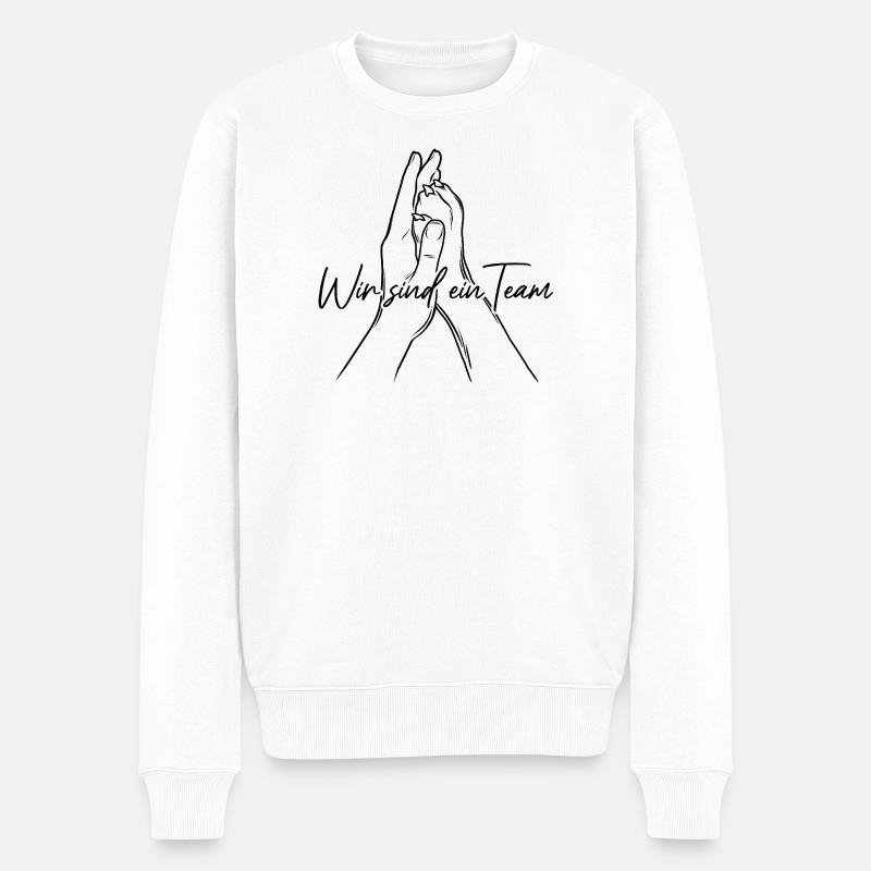 Hand + Hundepfote - High Five - Wir sind ein Team - Männer Premium Bio Pullover - Weiß