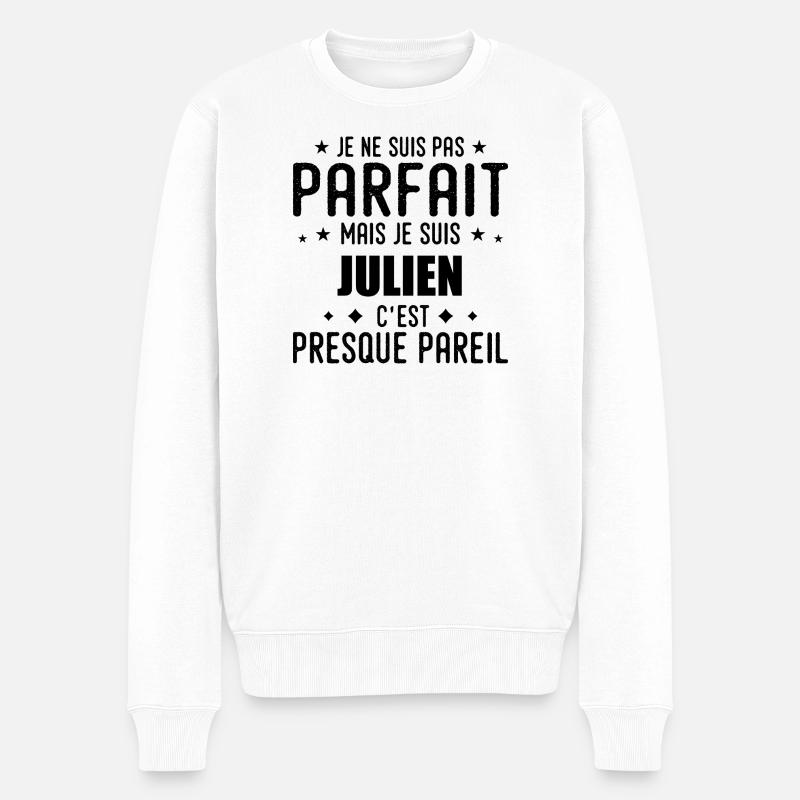 Julien: authentisch, unvollkommen, oben, perfekt - Männer Premium Bio Pullover - Weiß
