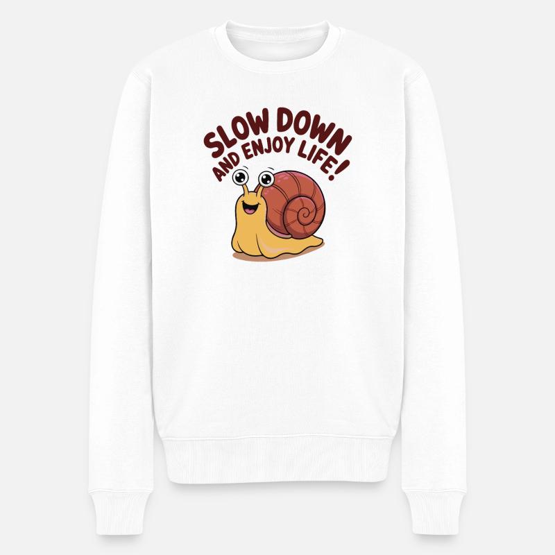 Skurrile Schnecke mit inspirierender Botschaft - Männer Premium Bio Pullover - Weiß