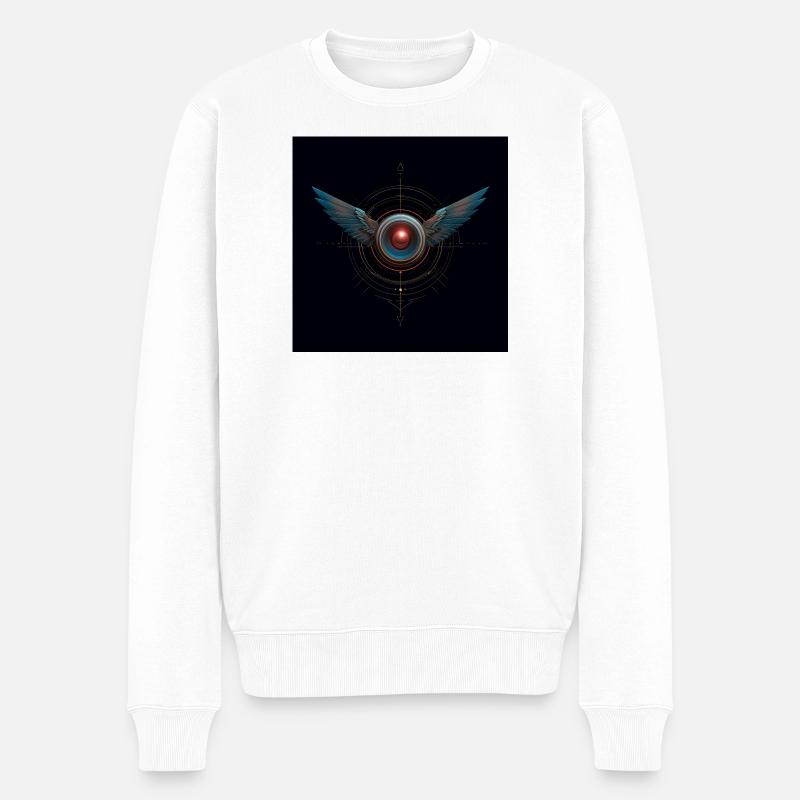 Emblème ailé futuriste – Techno Vision - Pull Premium bio Homme - blanc