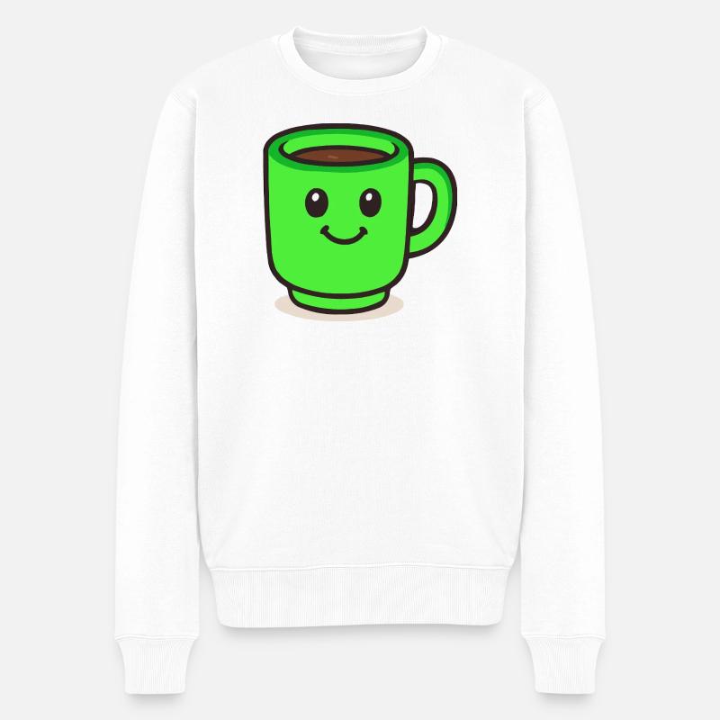 kaffeetasse-smile-cartoon - Männer Premium Bio Pullover - Weiß