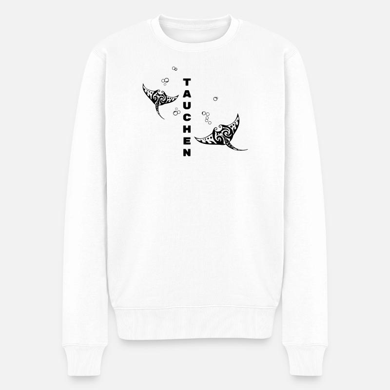 Plongée – Tribal Manta Rays Design - Pull Premium bio Homme - blanc