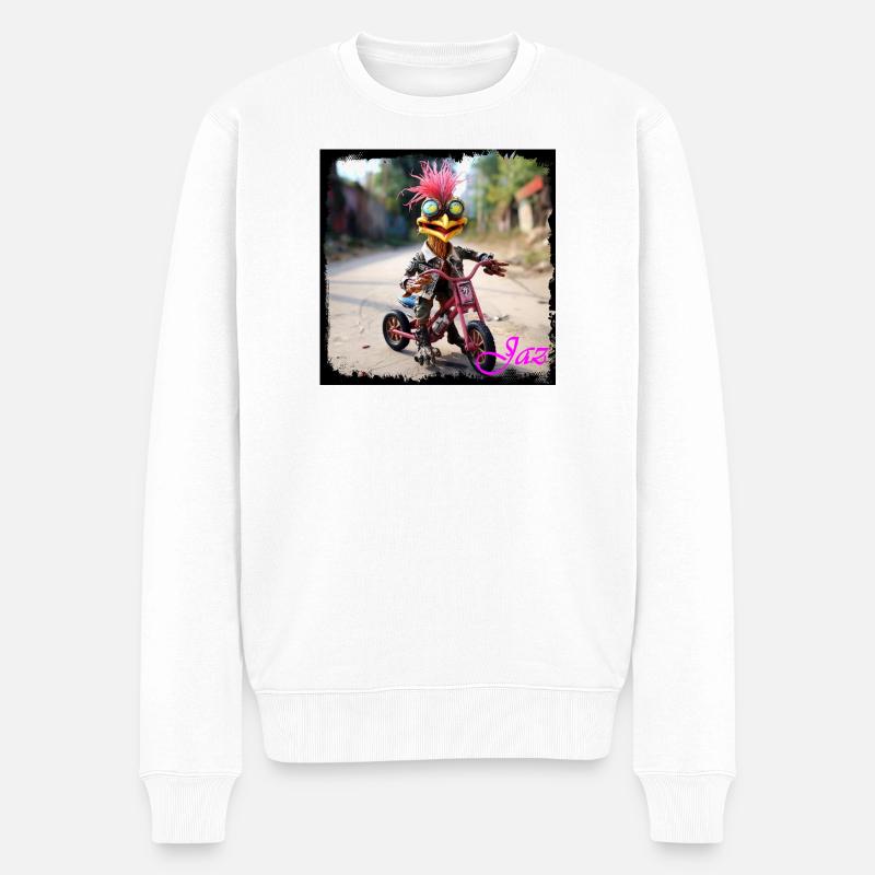 Monstre évadé à vélo - Pull Premium bio Homme - blanc