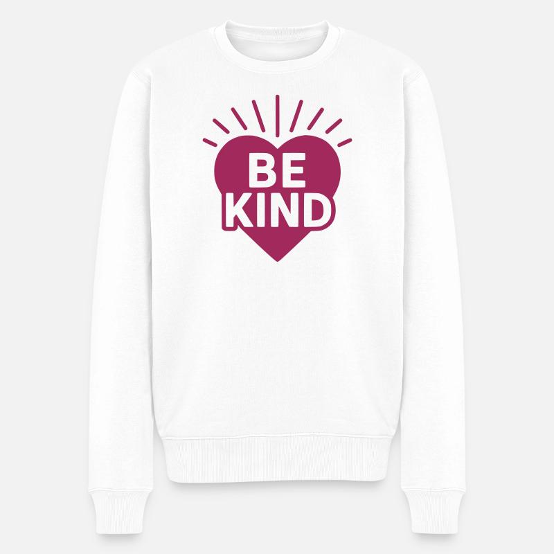 Coeur avec message Be Kind - Pull Premium bio Homme - blanc