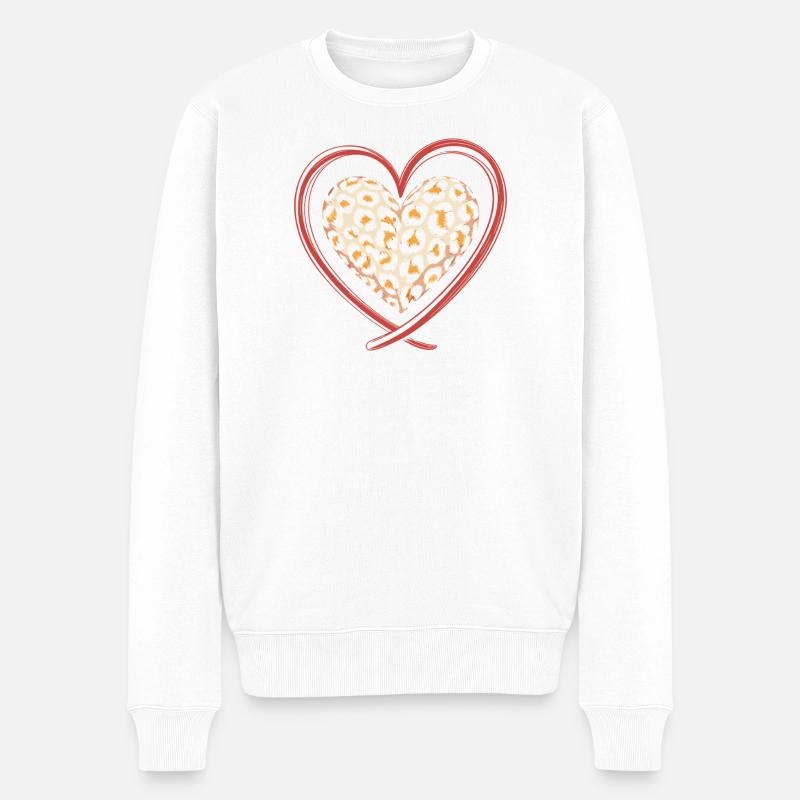 Imprimé léopard coeur léopard - Pull Premium bio Homme - blanc