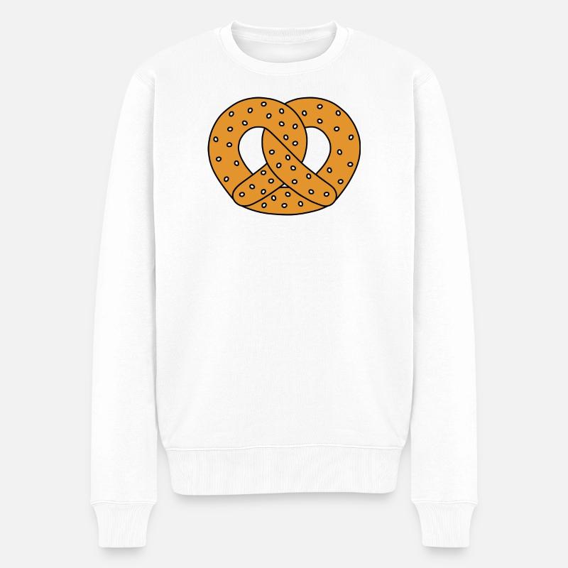 Brezel mit Sesam Illustration - Männer Premium Bio Pullover - Weiß