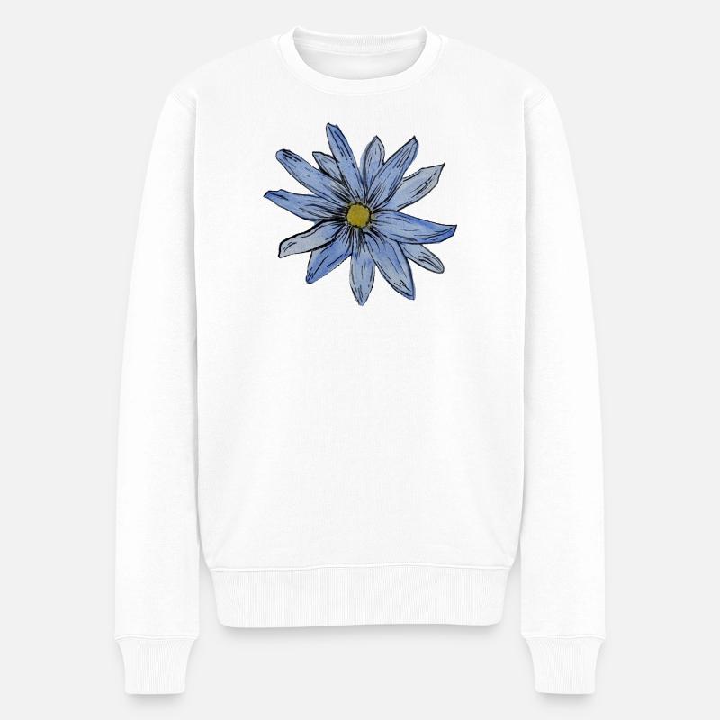 Aquarell-Artistik Gänseblümchen Design - Männer Premium Bio Pullover - Weiß