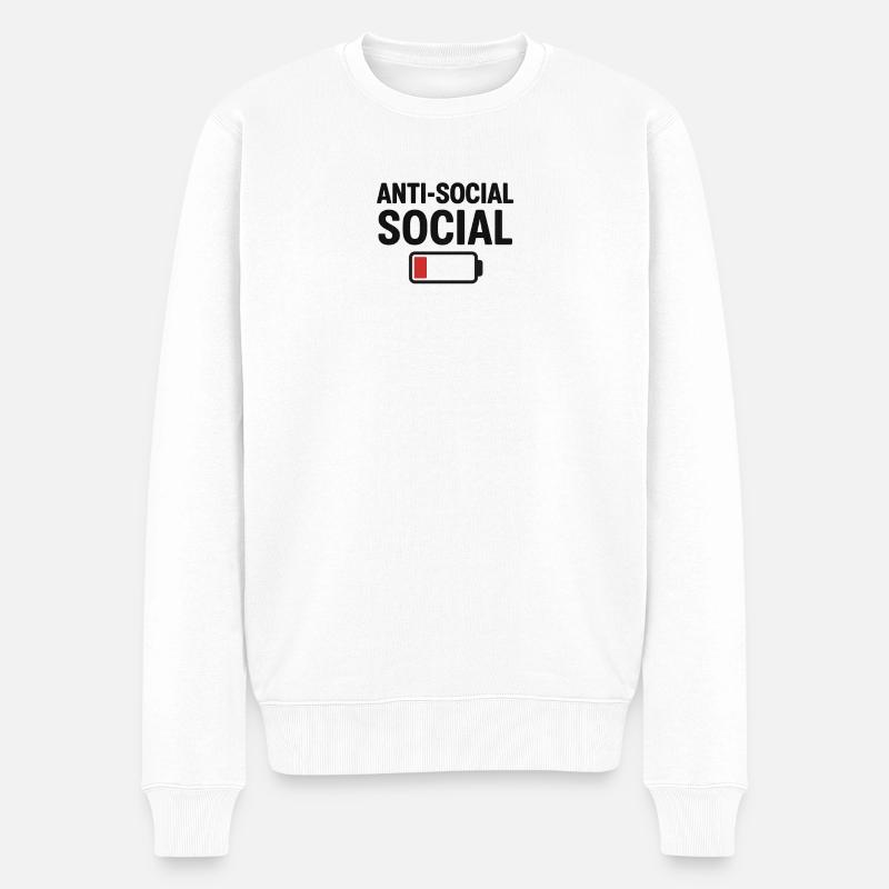 Asozial - Männer Premium Bio Pullover - Weiß