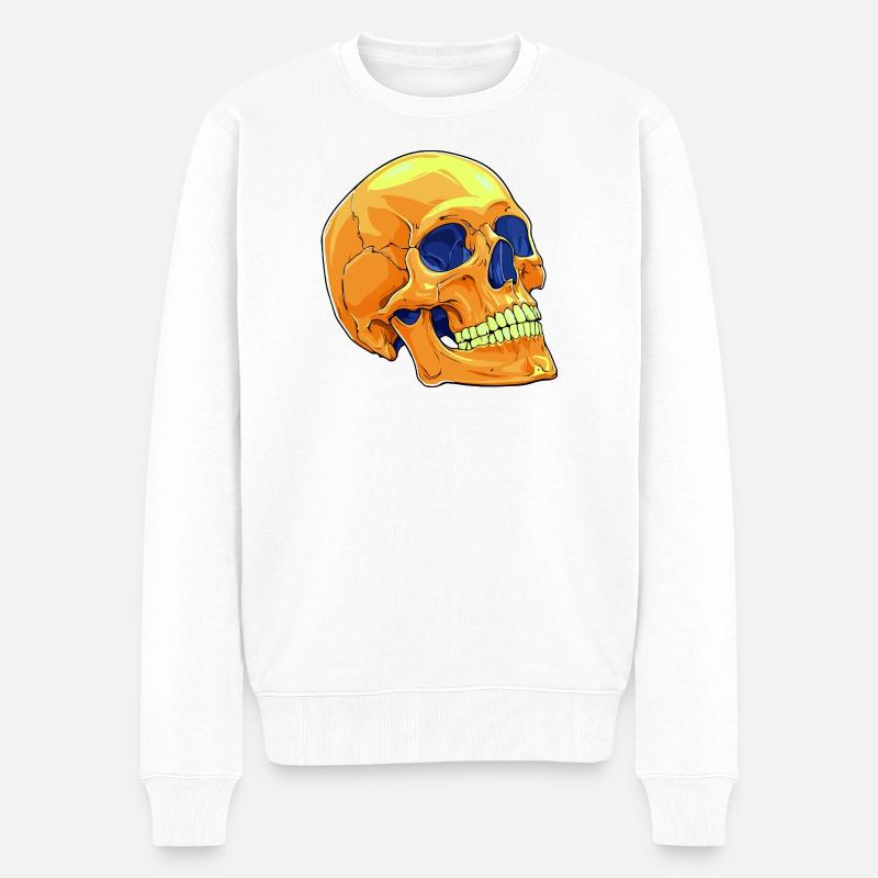 Totenkopf Skull - Männer Premium Bio Pullover - Weiß