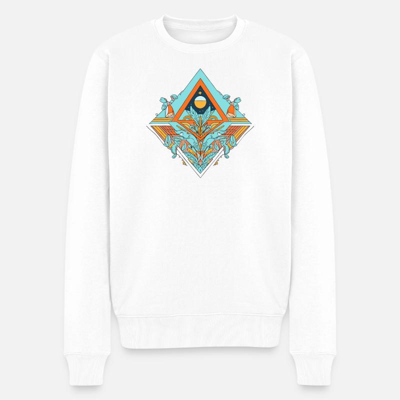 Celestial Dreamscape Geometrisches Design - Männer Premium Bio Pullover - Weiß