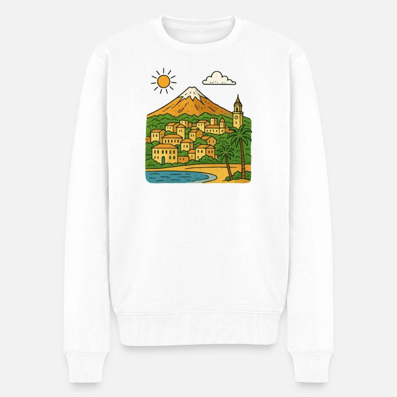 Farbige Stadtlandschaft von Teneriffa - Männer Premium Bio Pullover - Weiß