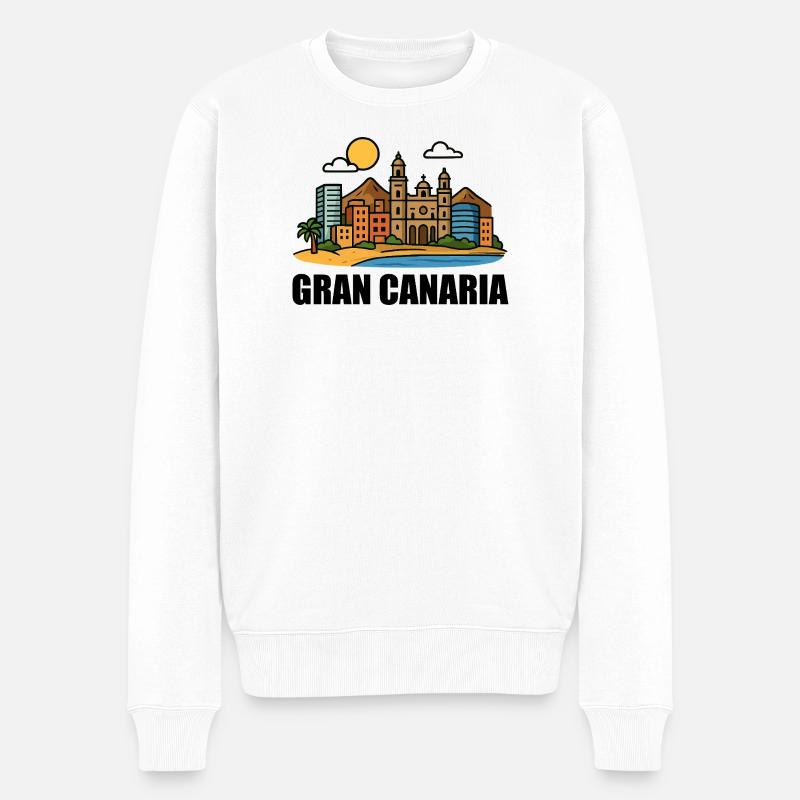 Farbige Stadtlandschaft von Gran Canaria - Männer Premium Bio Pullover - Weiß