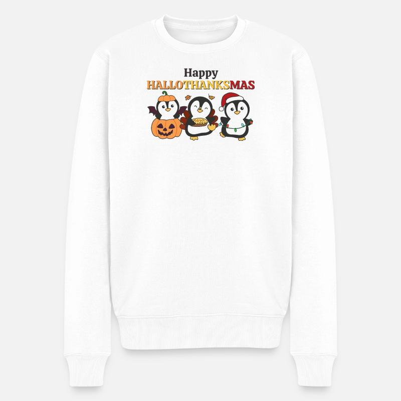 Joyeux Noël, pingouins, pingouins d'Hallothanksmas - Pull Premium bio Homme - blanc