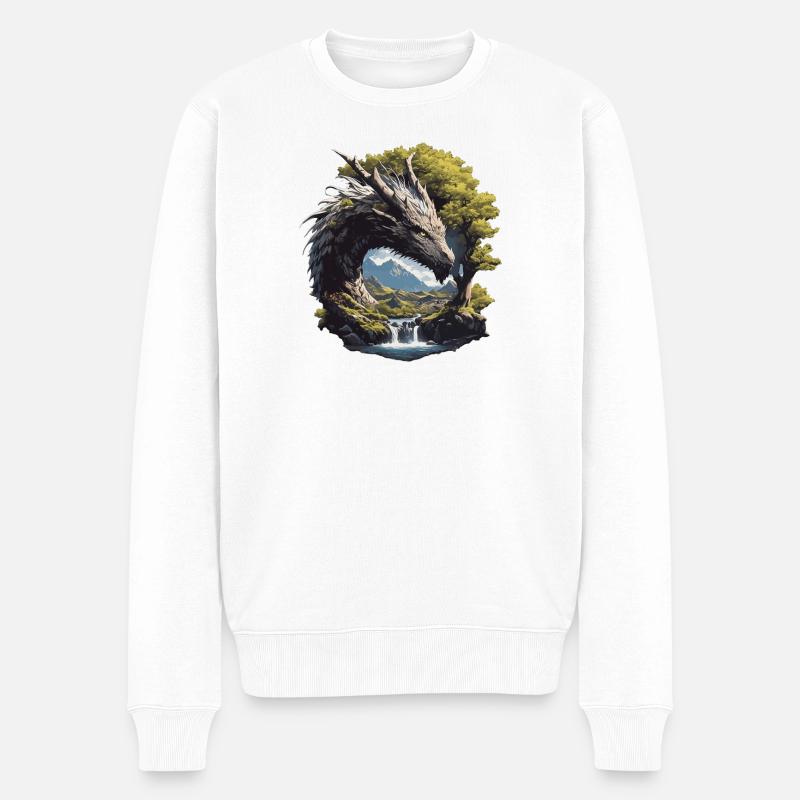 Drachen Drache - Männer Premium Bio Pullover - Weiß