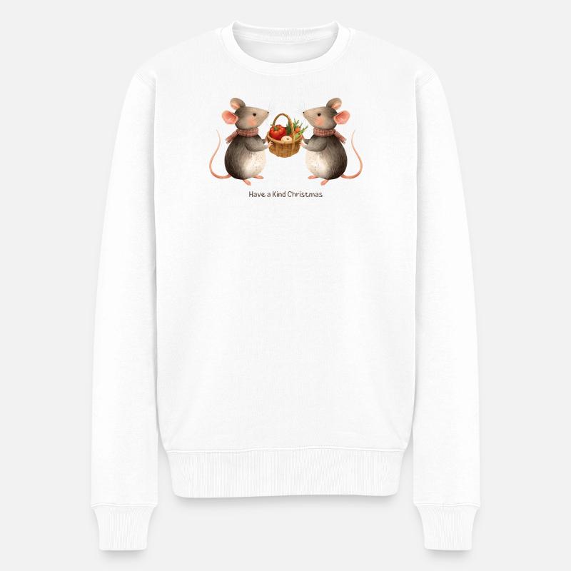 Süße Niedliche Mäuse – Have a Kind Christmas - Männer Premium Bio Pullover - Weiß