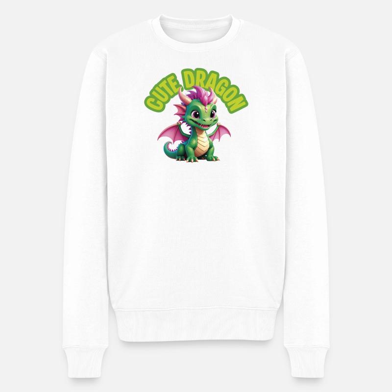 Niedlicher Drache - Männer Premium Bio Pullover - Weiß