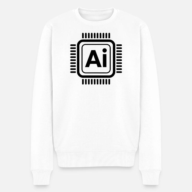 KI-Chip - Cooles Technologie-Design - Männer Premium Bio Pullover - Weiß
