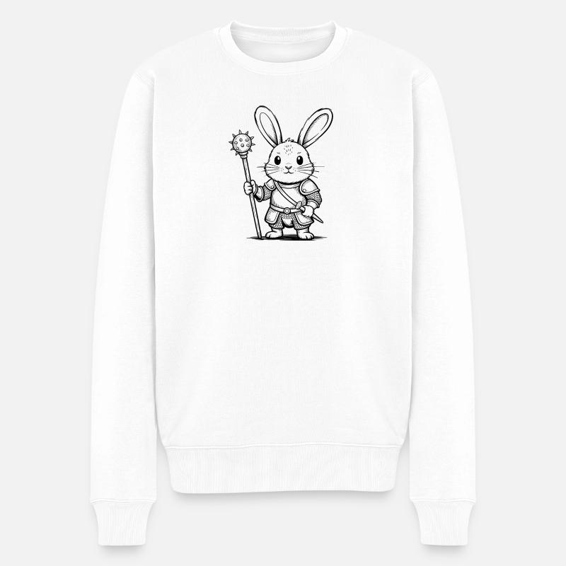 Chevalier Lapin - Logo Lapin Cool - Pull Premium bio Homme - blanc