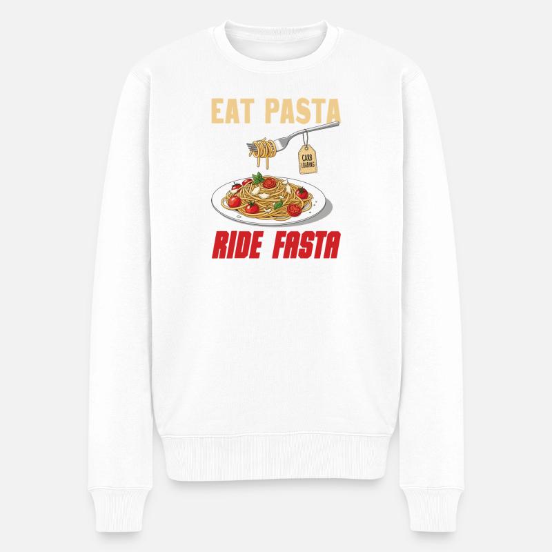 Lebenslust Pasta Illustration - Männer Premium Bio Pullover - Weiß