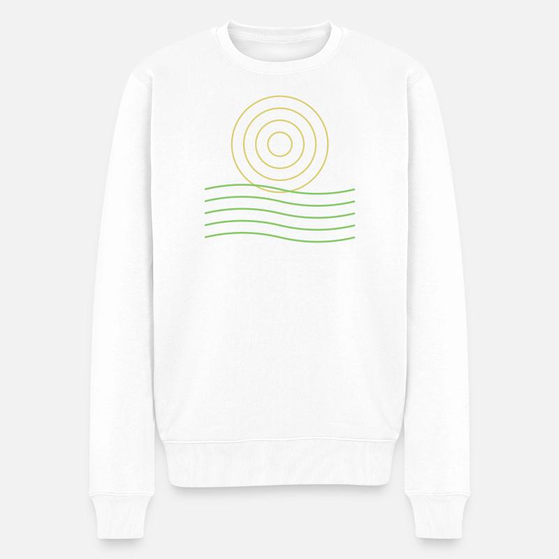 Abstraktes Sonnensymbol und Linien - Männer Premium Bio Pullover - Weiß