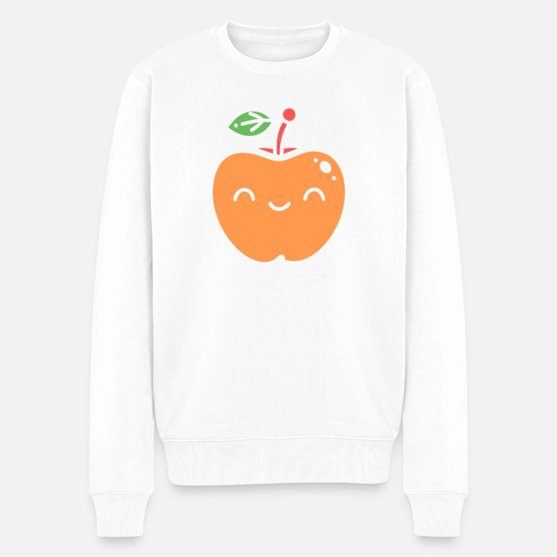 Pomme Joyeuse Illustrée Nectarine - Pull Premium bio Homme - blanc