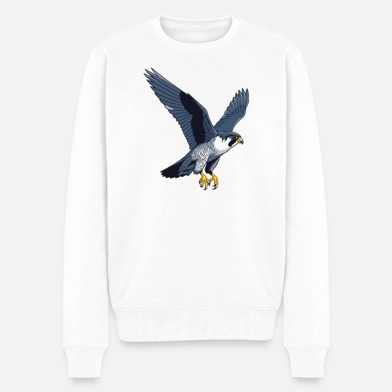 Wanderfalke Falke Greifvogel Falkner - Männer Premium Bio Pullover - Weiß