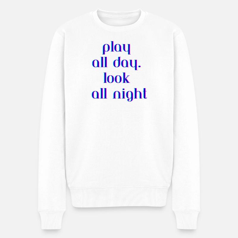 Lebendiges Neon-Text-Zitat-Design - Männer Premium Bio Pullover - Weiß