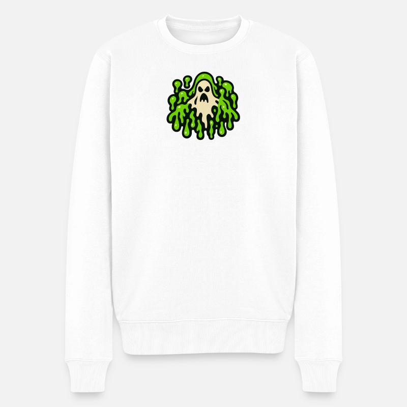 Gruseliger Geisterschleim-Print - Männer Premium Bio Pullover - Weiß