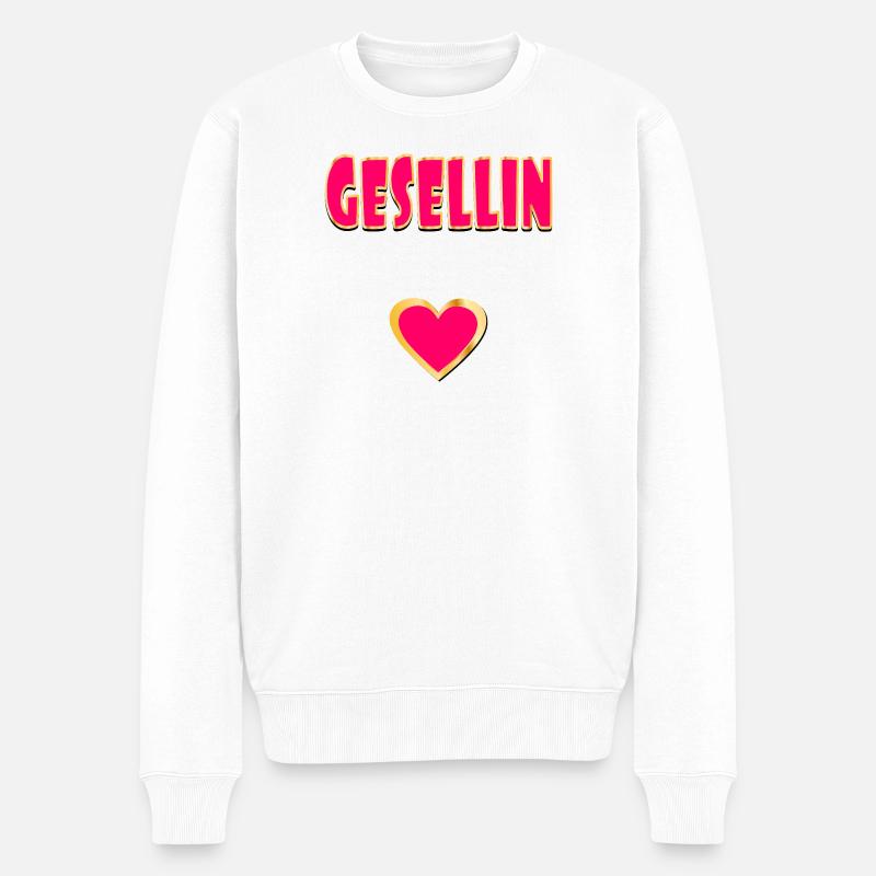 GESELLIN AUSBILDUNG HERZ - Männer Premium Bio Pullover - Weiß