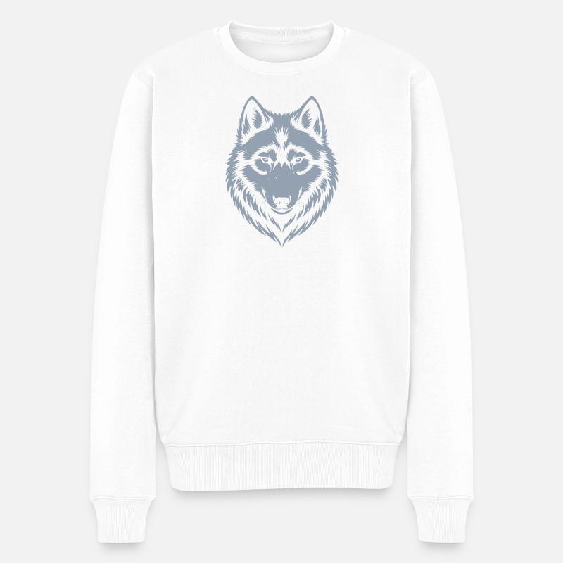 Conception de l’emblème du loup majestueux - Pull Premium bio Homme - blanc