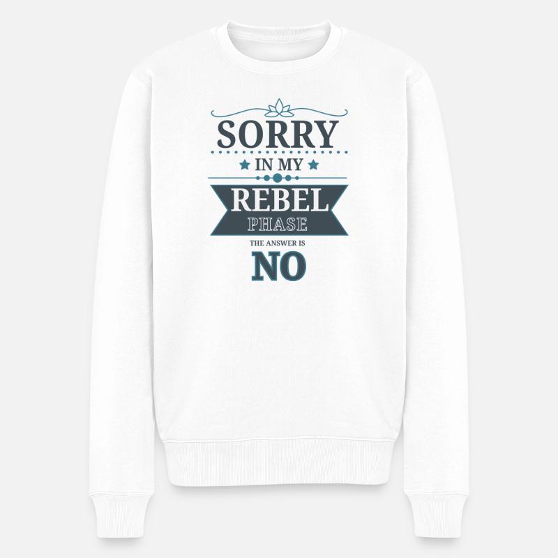 Rebel Phase Irony T-Shirt Design  - Männer Premium Bio Pullover - Weiß
