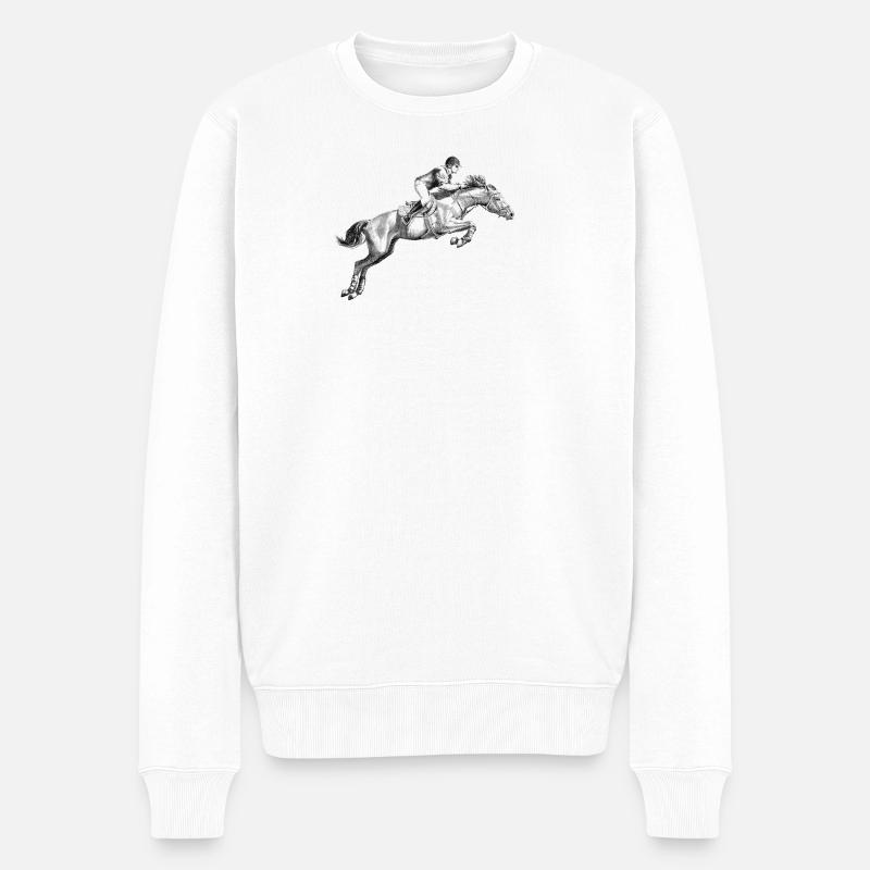 Reitsport - Männer Premium Bio Pullover - Weiß