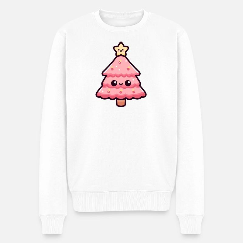 Kawaii Weihnachtsbaum Illustration - Männer Premium Bio Pullover - Weiß
