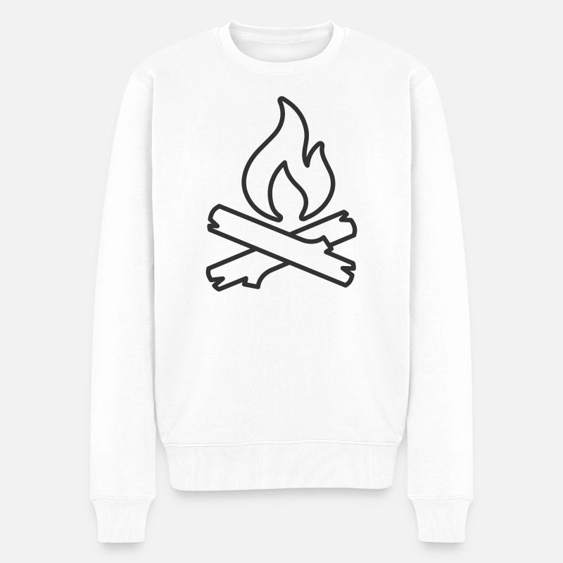 Bonfire Line Icon Lagerfeuer - Männer Premium Bio Pullover - Weiß