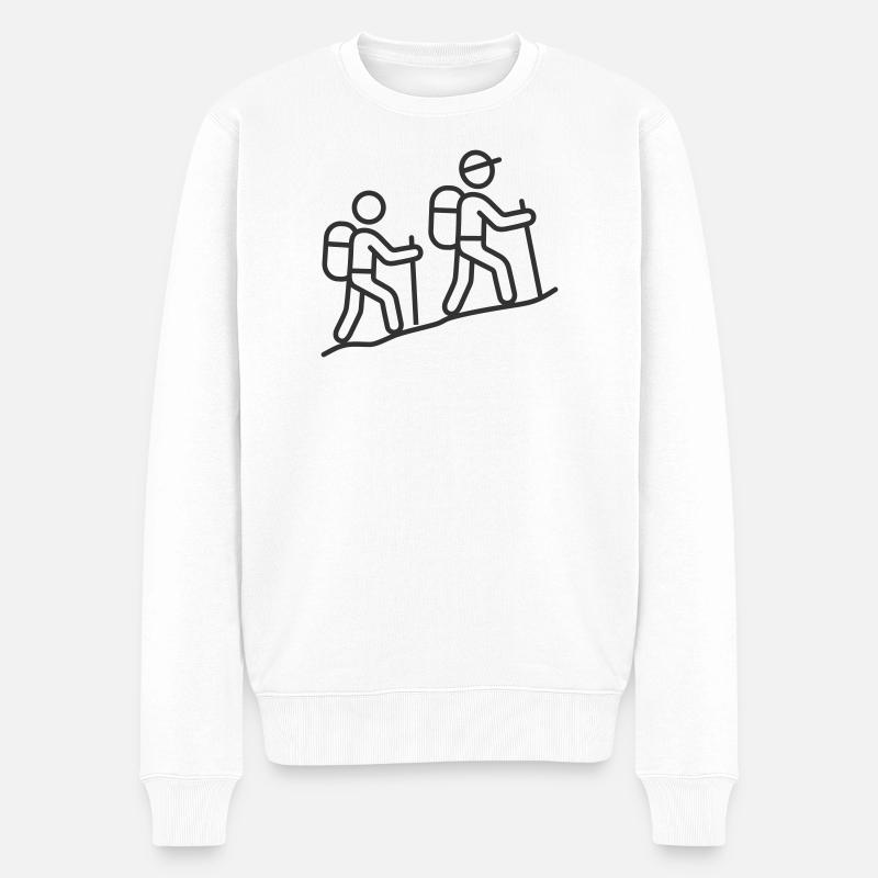 Bergwandern Duo Linie Symbol - Männer Premium Bio Pullover - Weiß