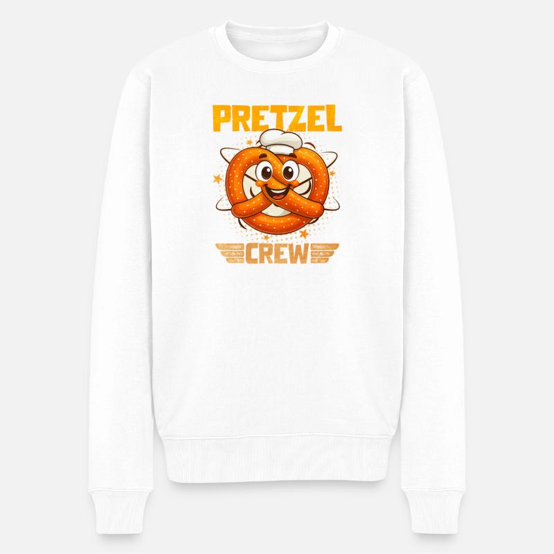 Bretzel Pretzel Bäcker mit Lächeln - Männer Premium Bio Pullover - Weiß