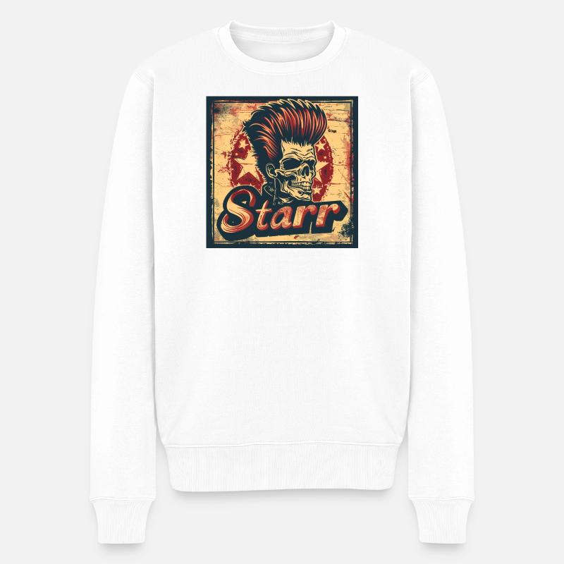 Illustration de skull au style punk rock - Pull Premium bio Homme - blanc
