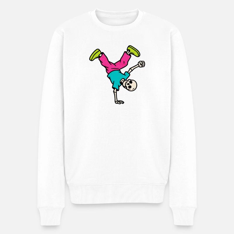 Néon Breakdance Squelette Rétro Hip-Hop - Pull Premium bio Homme - blanc