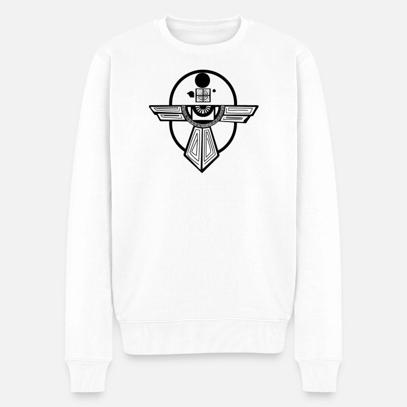 Uraltes Donnervogel-Totem-Design - Männer Premium Bio Pullover - Weiß