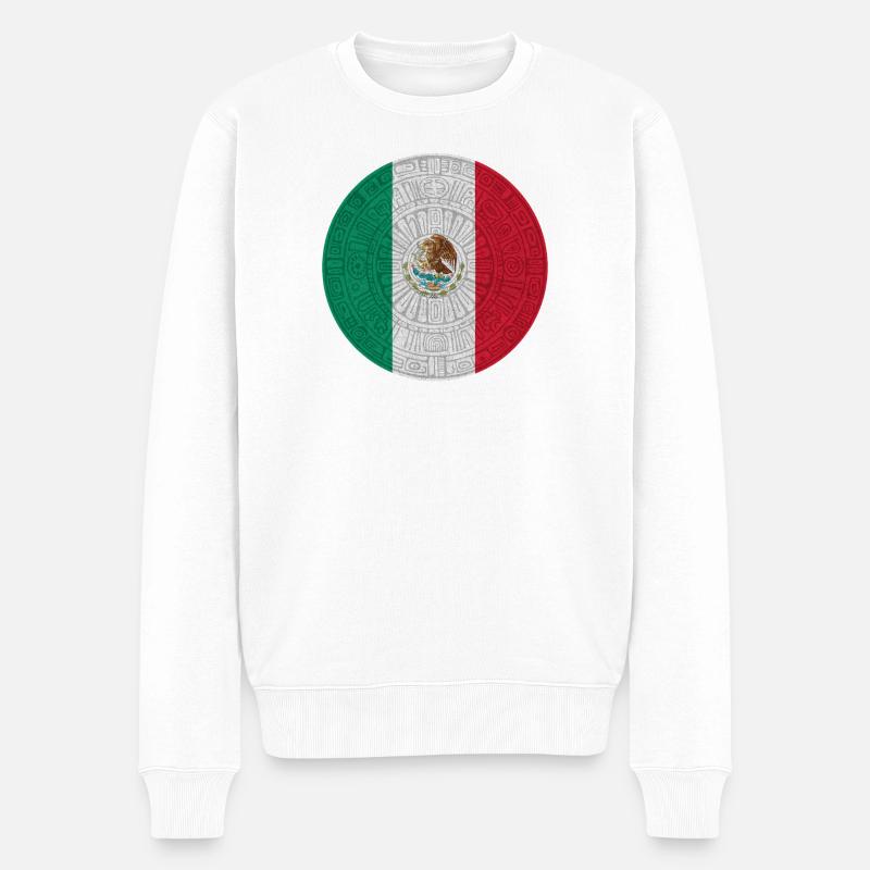 Drapeau mexicain style piétinement - Pull Premium bio Homme - blanc