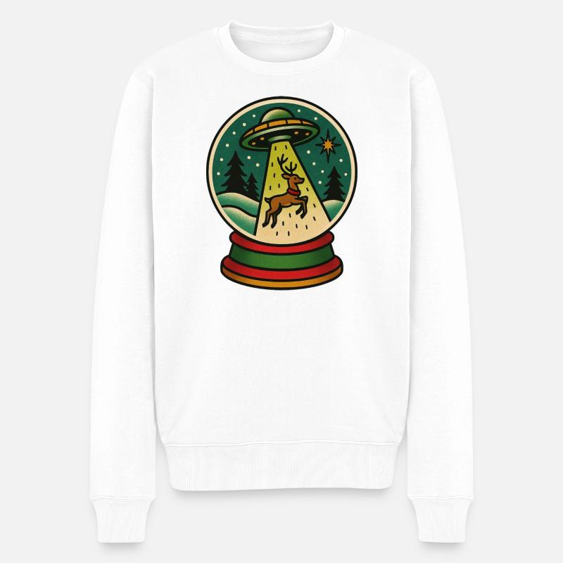 Scène festive d'enlèvement par un OVNI - Pull Premium bio Homme - blanc