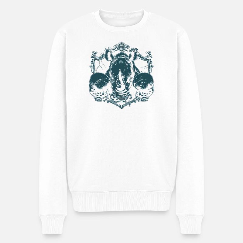Nashorn Boxer - Männer Premium Bio Pullover - Weiß