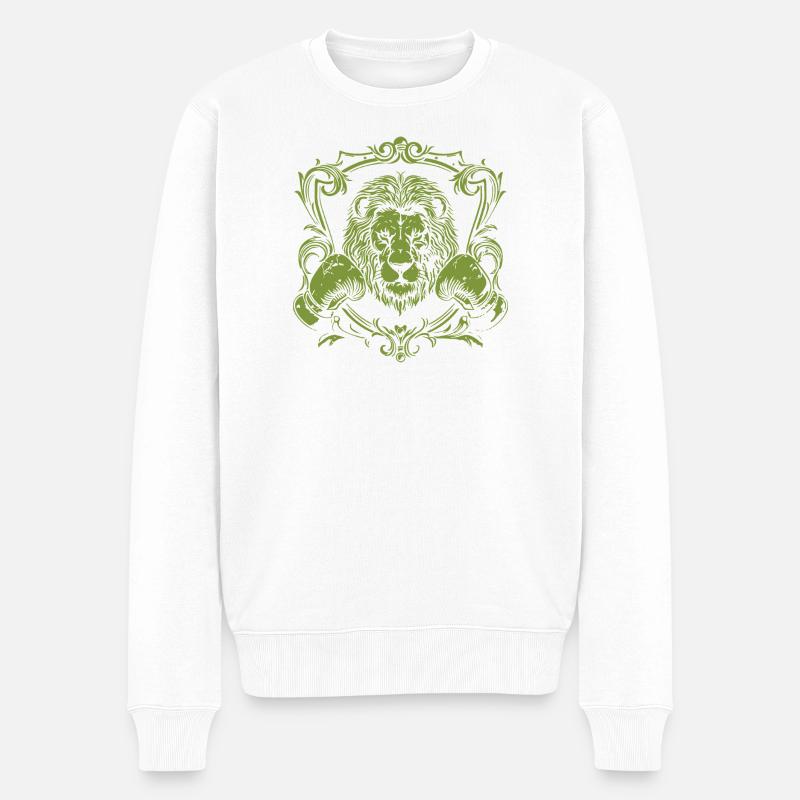 Löwe Boxer Boxhandschuhe - Männer Premium Bio Pullover - Weiß