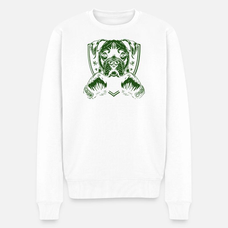 boxer-hund- - Männer Premium Bio Pullover - Weiß