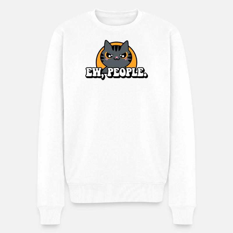 Chat aux expressions arrogantes - Pull Premium bio Homme - blanc
