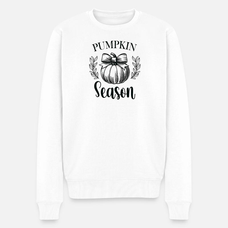 Handgezeichnete Illustration zur Kürbissaison - Männer Premium Bio Pullover - Weiß