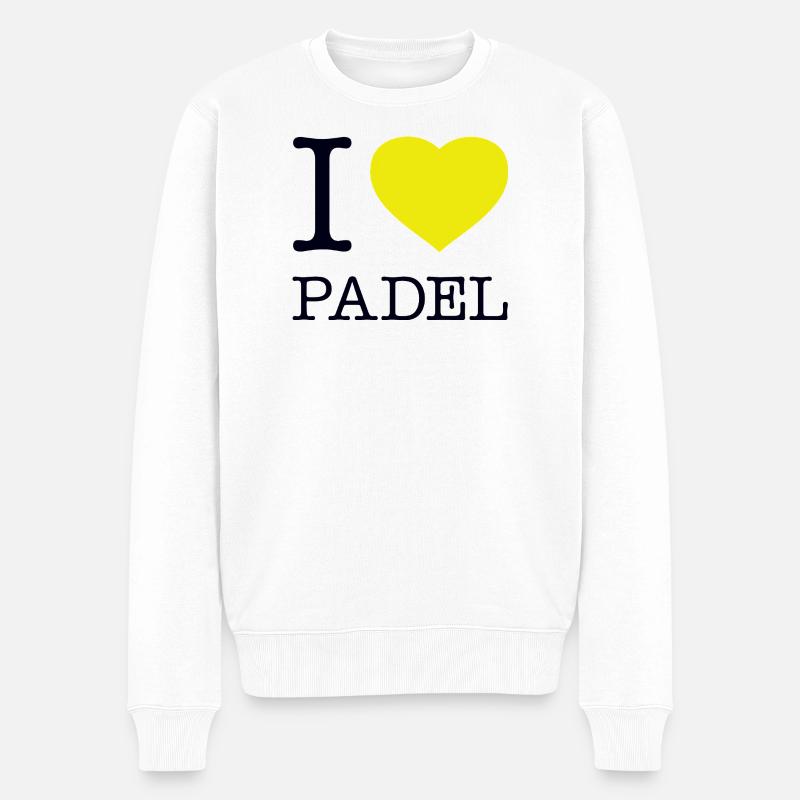I Love Padel - Männer Premium Bio Pullover - Weiß