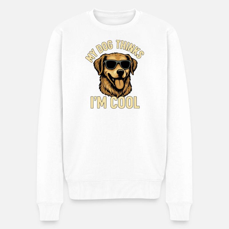 Lässiger Hund mit Sonnenbrille Design - Männer Premium Bio Pullover - Weiß
