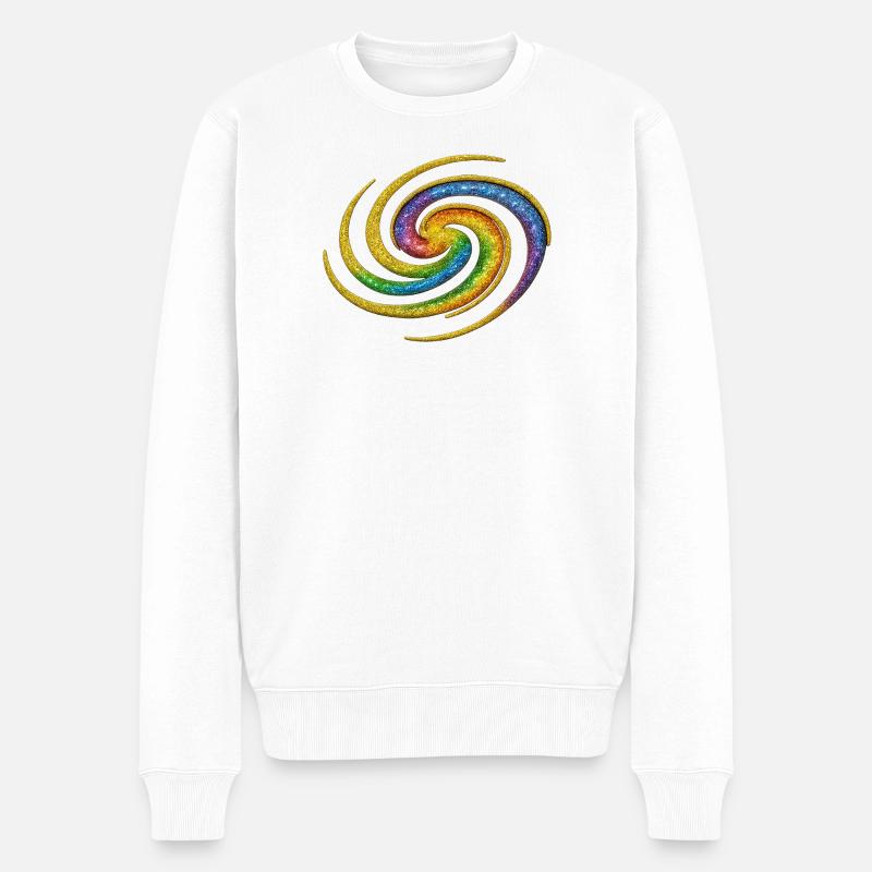 Spirale arc-en-ciel galactique - Pull Premium bio Homme - blanc